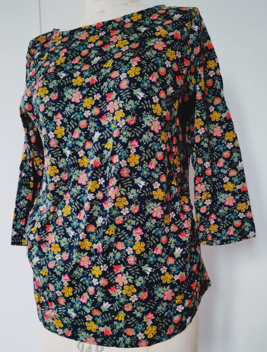 DAMAcollection×リバティ*カットソー*7分袖*花柄*LL*大きいサイズ*綿100％*日本制*ダーマコレクション*総柄*Tシャツ*エデナム柄