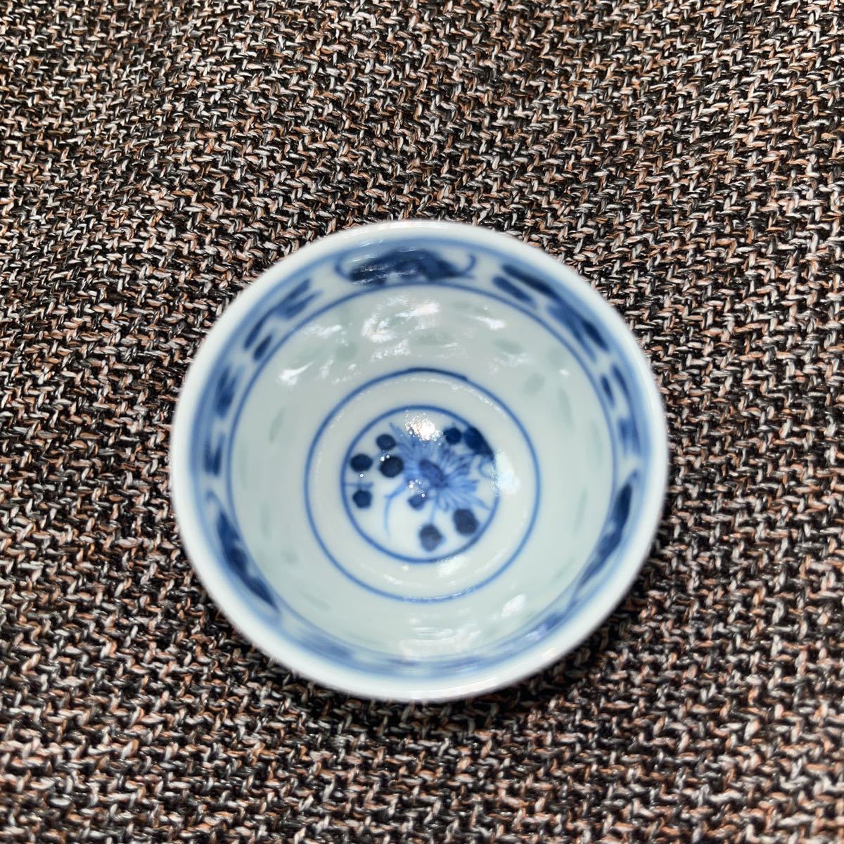 中国 蛍 康熙年製 染付赤絵蛍蓋茶碗 清代 煎茶道具・康熙年製・唐物