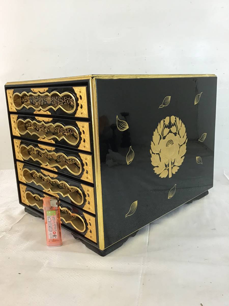 長期展示品の五段御文箱 内側金箔 店売¥15万の品 高 長期展示品の五段御文箱 内側金箔 店売¥15万の品 高