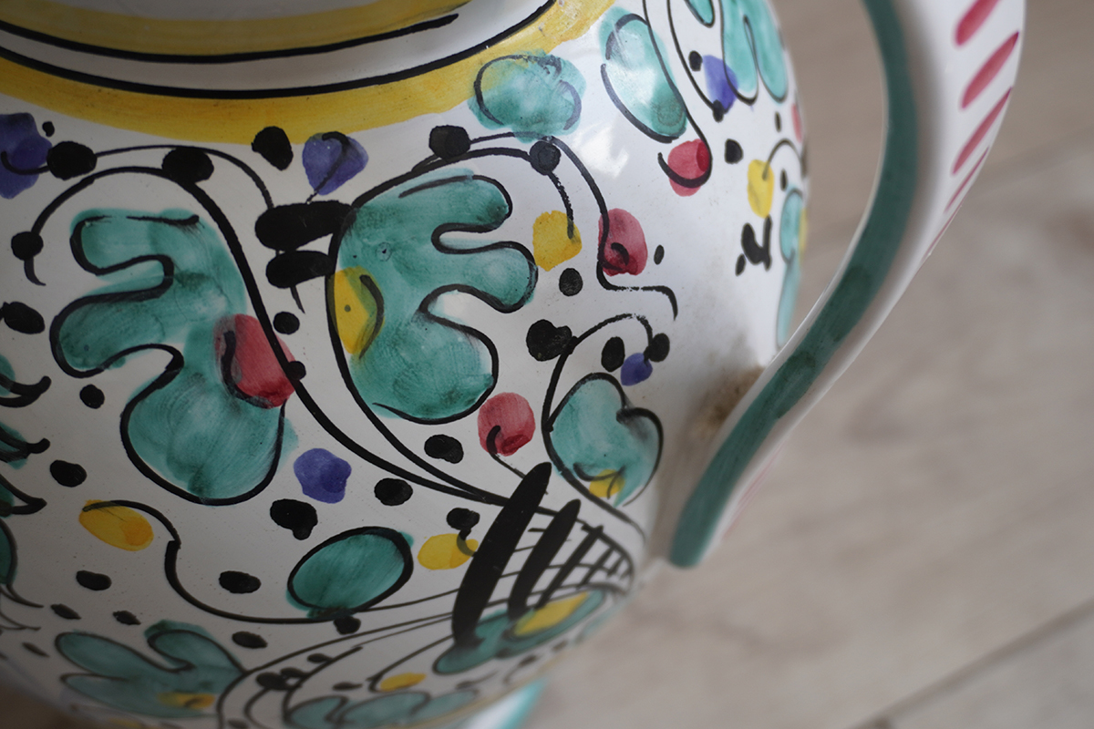 イタリア製 マヨリカ焼 SBERNA DERTA サブリナ デルタ フラワー ベース/アート プレート セット 飾り皿 壺 花瓶 水瓶 インテリアの画像3