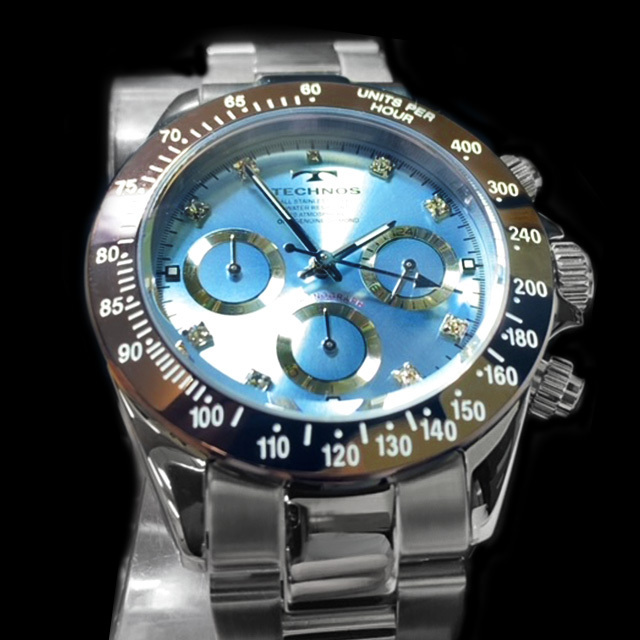 限定カラー 新品 テクノス TECHNOS 正規品 クロノフラフ 腕時計 天然ダイヤモンド付き アイスブルー コスモグラフ ダイバー腕時計 メンズ -  www.sankoair.co.jp