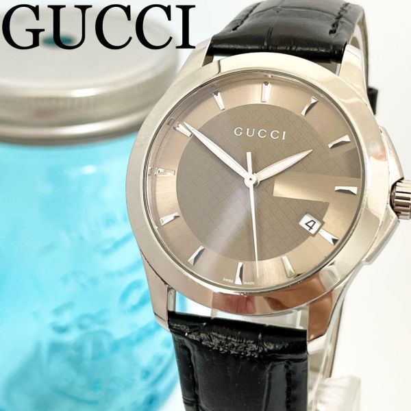 4 GUCCI グッチ時計 メンズ腕時計 Gタイムレス ブラウン 新品ベルト