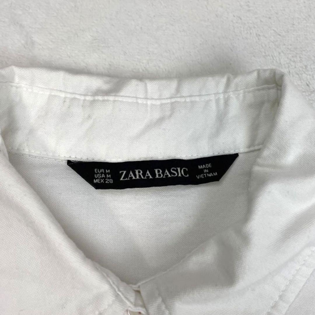 新品 ZARA BASIC ザラベーシック M 白 ビーズ刺繍ブラウス シャツ