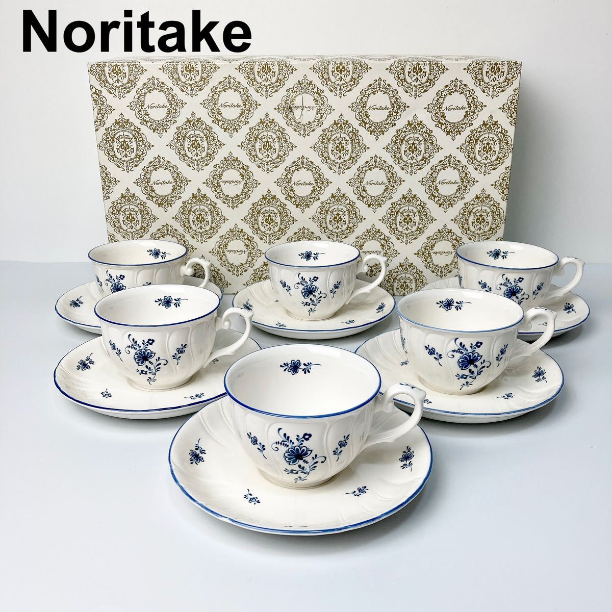 Noritake ノリタケ CRAFTONE クラフトーン カップ&ソーサー 6客 青い小花 B52316-193_画像1