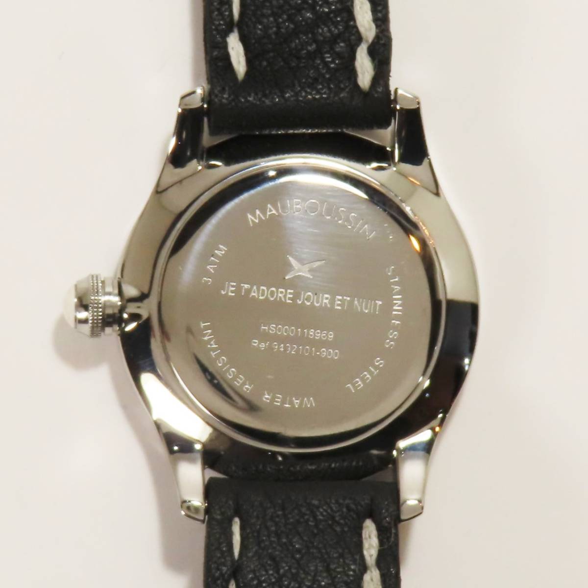 美品 稼働品 MAUBOSSIN モーブッサン クオーツ レディース 腕時計 HS000118969 新品牛革レザーベルト_画像9