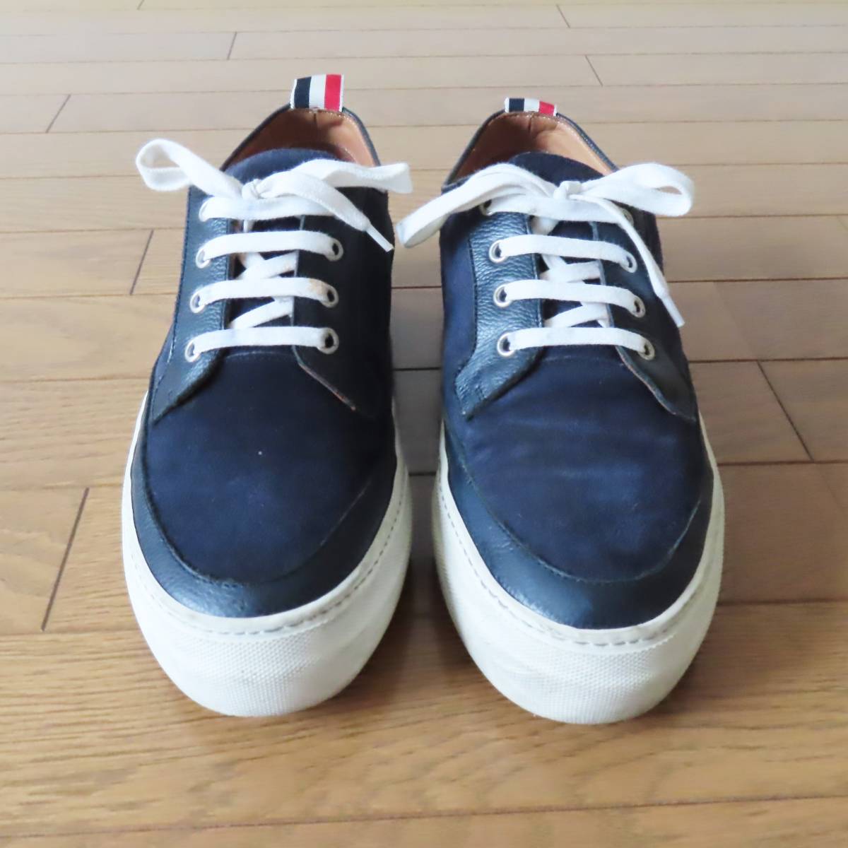 THOM BROWNE トムブラウン レザー シューズ メンズ ネイビー 紺 サイズ 8 26.5cm相当 AK0145KA4950