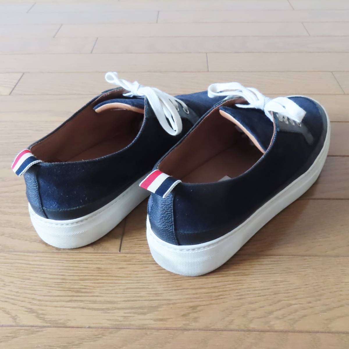 THOM BROWNE トムブラウン レザー シューズ メンズ ネイビー 紺 サイズ 8 26.5cm相当 AK0145KA4950