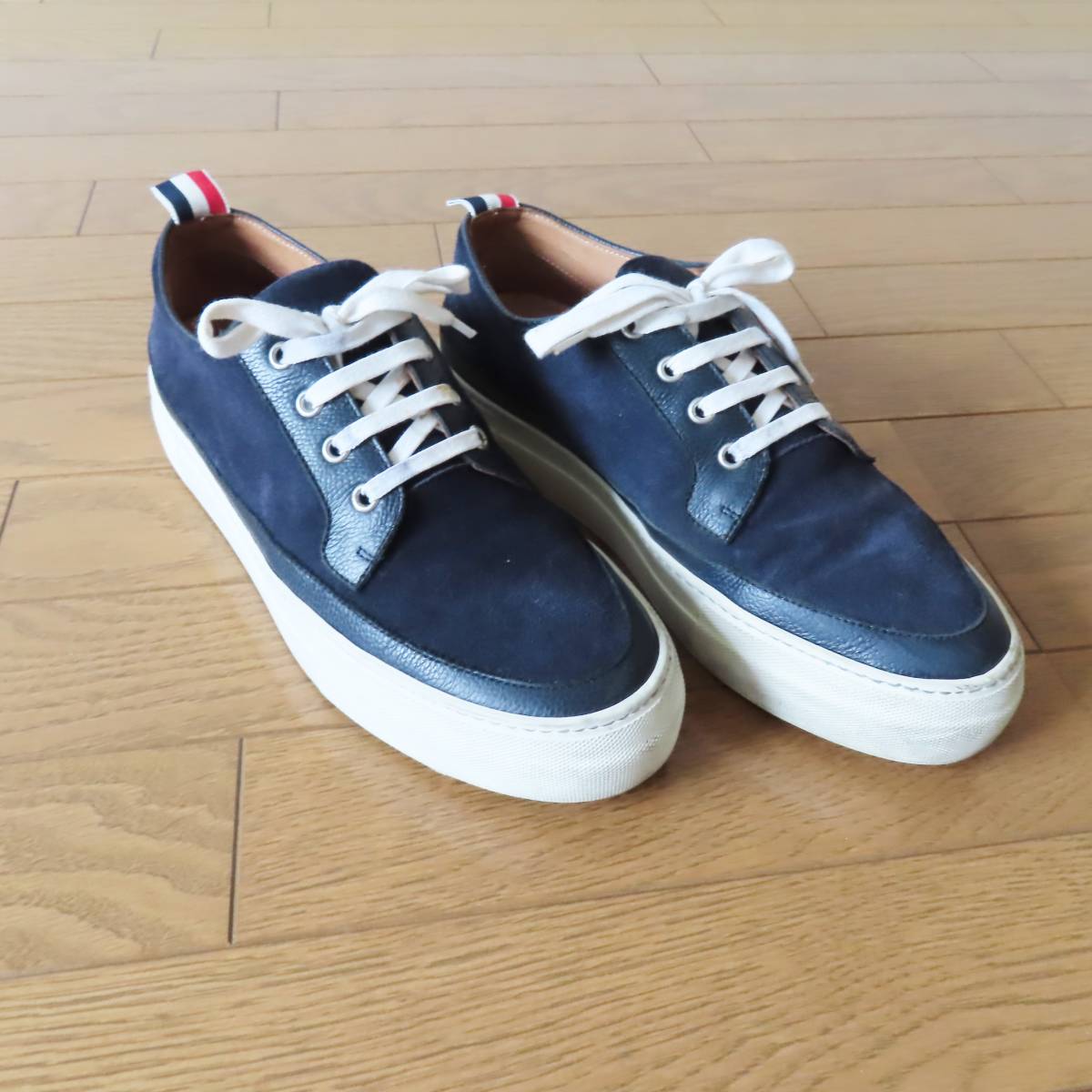 THOM BROWNE トムブラウン レザー シューズ メンズ ネイビー 紺 サイズ 8 26.5cm相当 AK0145KA4950