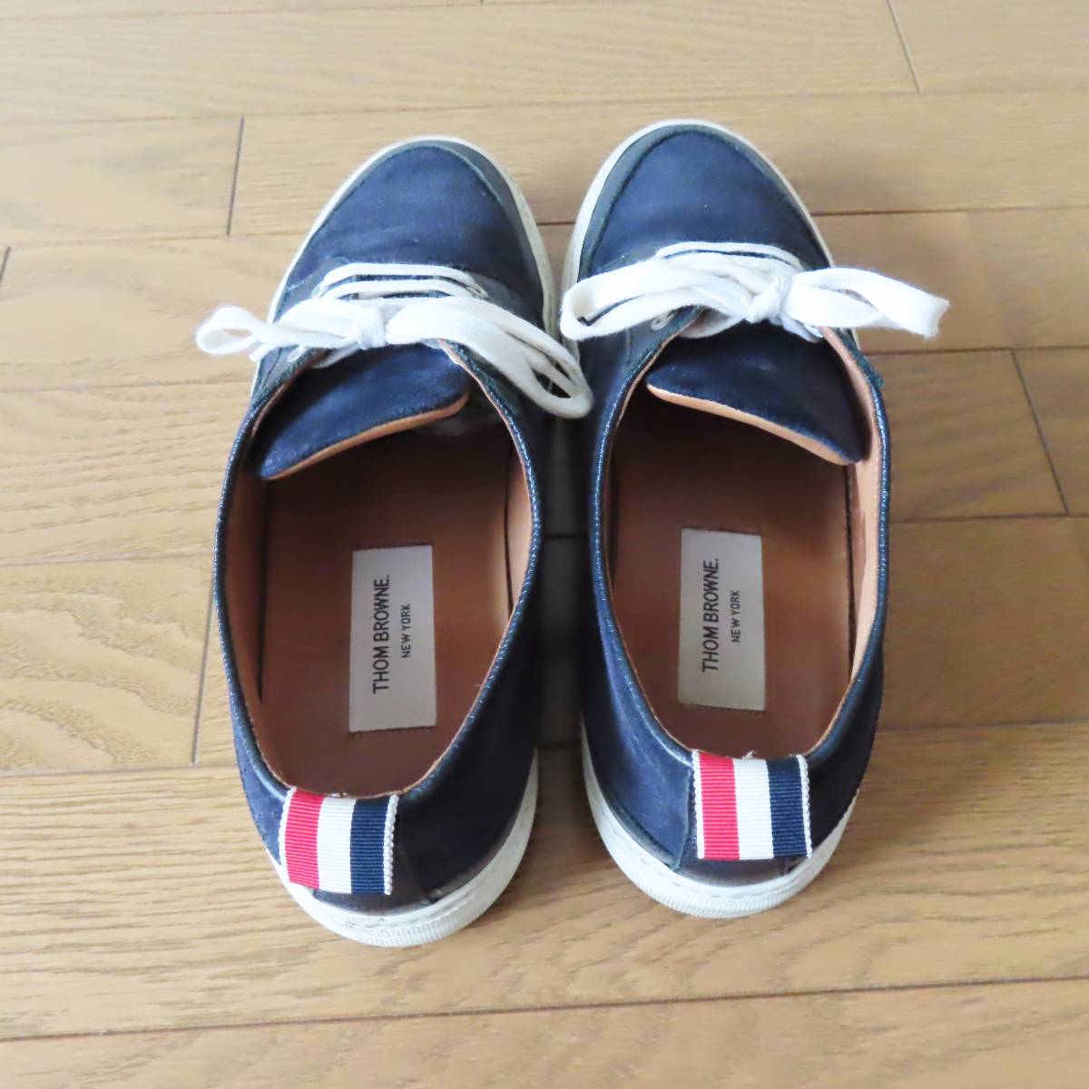 THOM BROWNE トムブラウン レザー シューズ メンズ ネイビー 紺 サイズ 8 26.5cm相当 AK0145KA4950