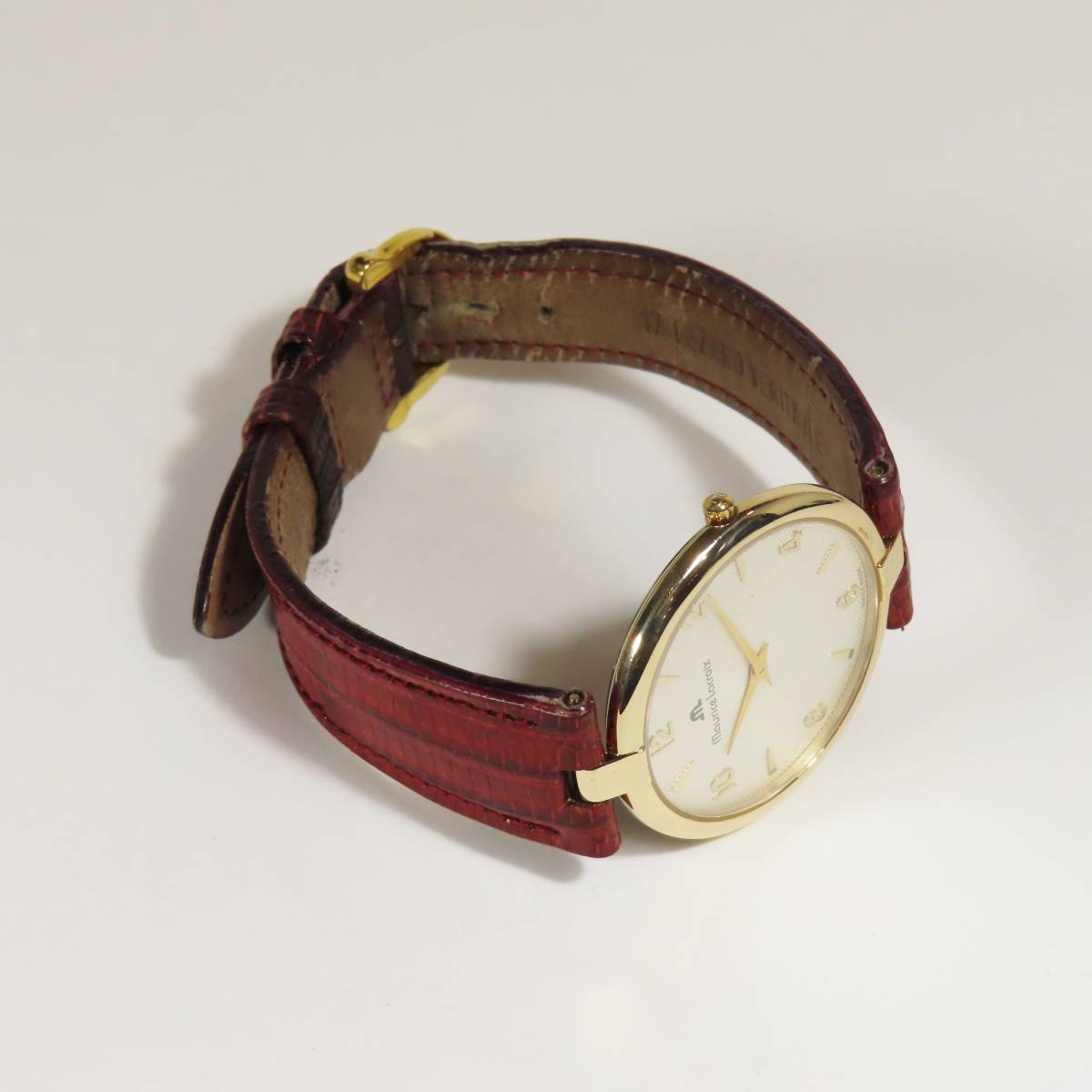 美品 稼働品 MAURICE LACROIX モーリスラクロア 32383 クオーツ メンズ 腕時計 純正革バンドの画像4