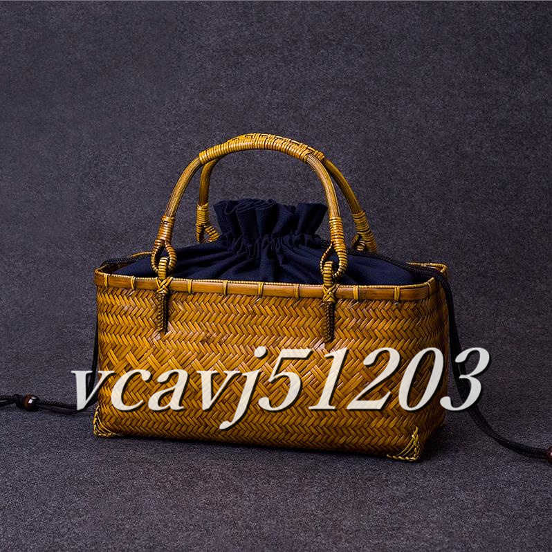 ◆美品◆レディースハンドバッグ 竹かごバッグ ハンドメイド 竹籠 バッグ 手編み バッグ 職人 手作り 竹工芸 収納かご 買い物かご