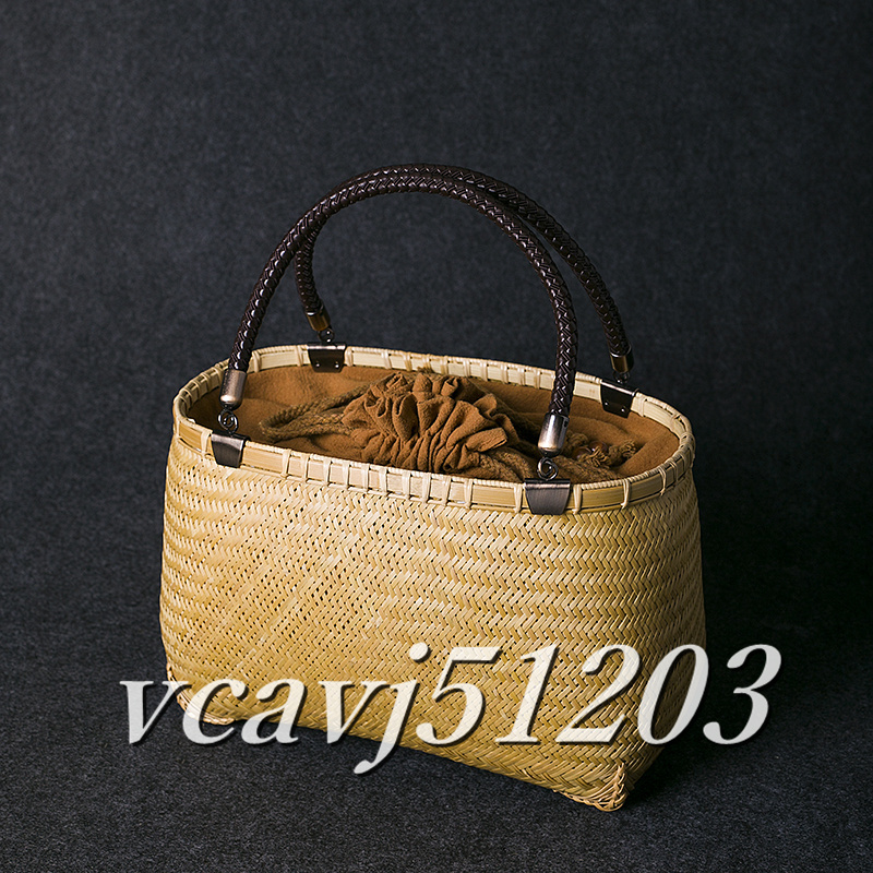 ◆美品◆竹かごバッグ ハンドメイド 竹籠 バッグ レディースハンドバッグ 手編み バッグ 職人 手作り 竹工芸 収納かご 買い物かご