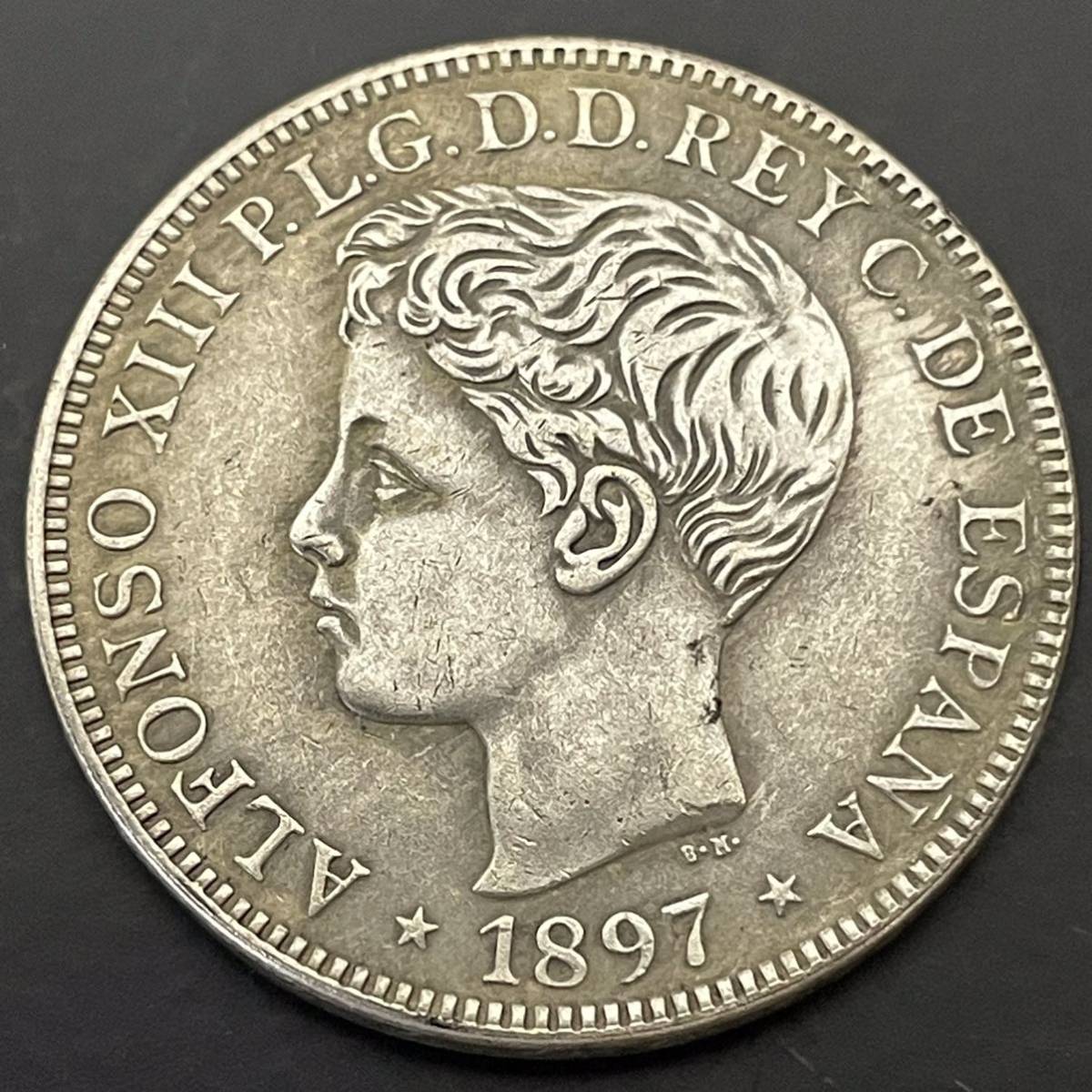 1897年 古銭 スペイン領フィリピン アルフォンソ13世 1ペソ銀貨 レア