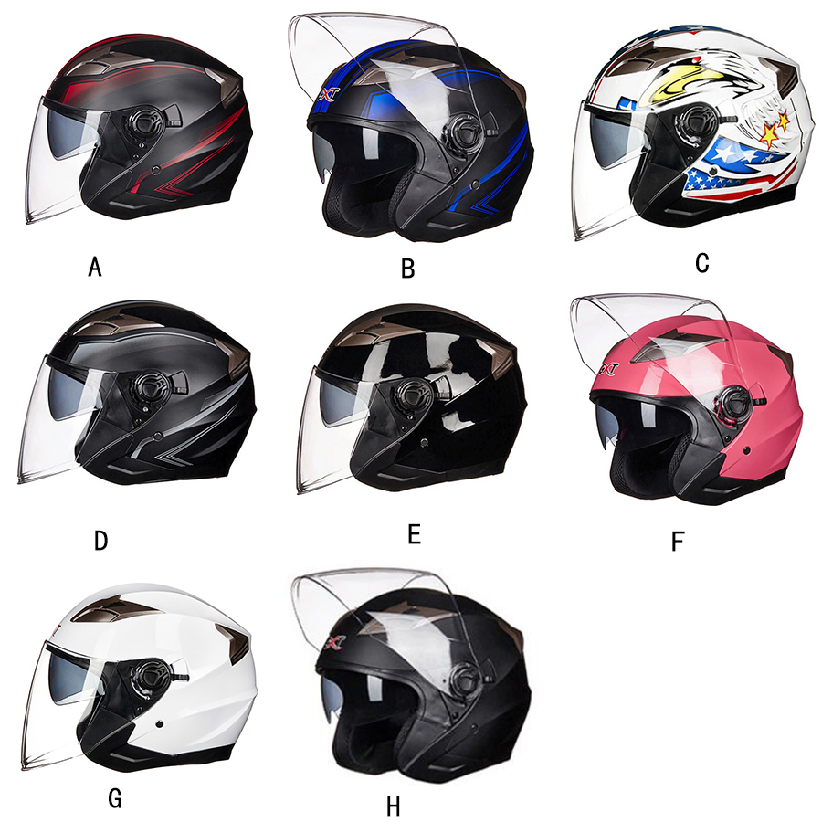 GXT ダブルレンズ ジェットヘルメット フルフェイスヘルメット 内蔵サングラス 通気 サイズ、8色　選択可能 L_画像3