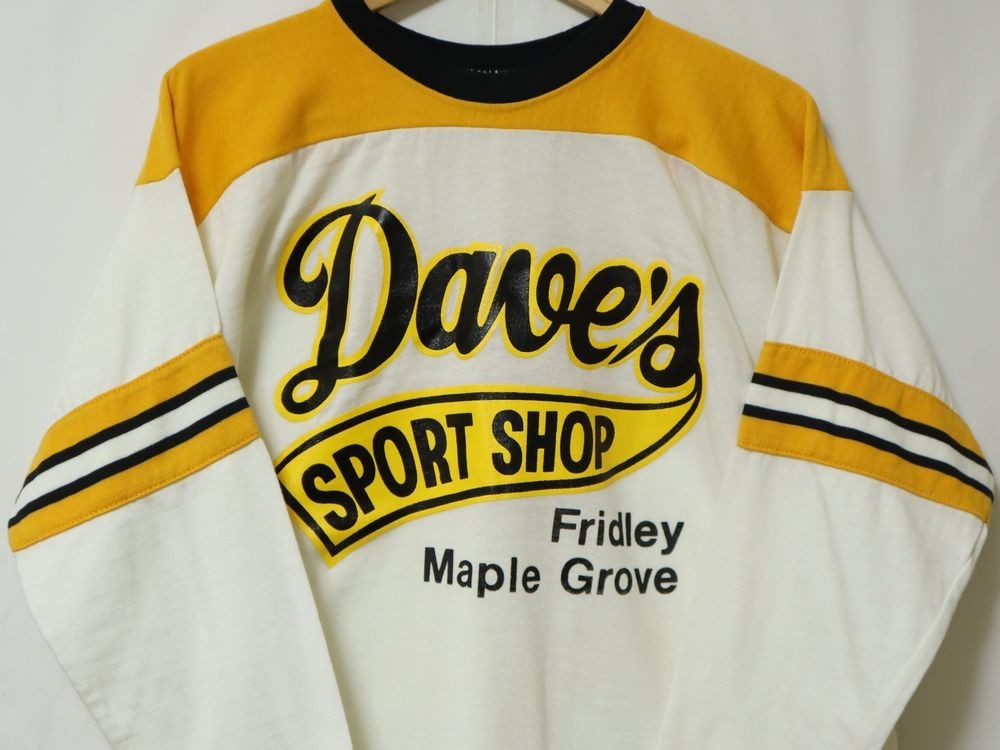 80s felco NEW YORK Dave's SPORT SHOP ビンテージ ホッケー 七分袖 Tシャツ US- XL サイズ // NHL アイスホッケー NFL フットボール