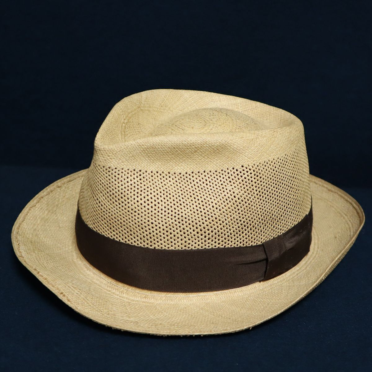 稀少 高級 パナマハット ! 30s 40s オールド ビンテージ パナマ帽 ストロー ハット カンカン帽 58cm Lサイズ程度 vintage 麦わら 帽子