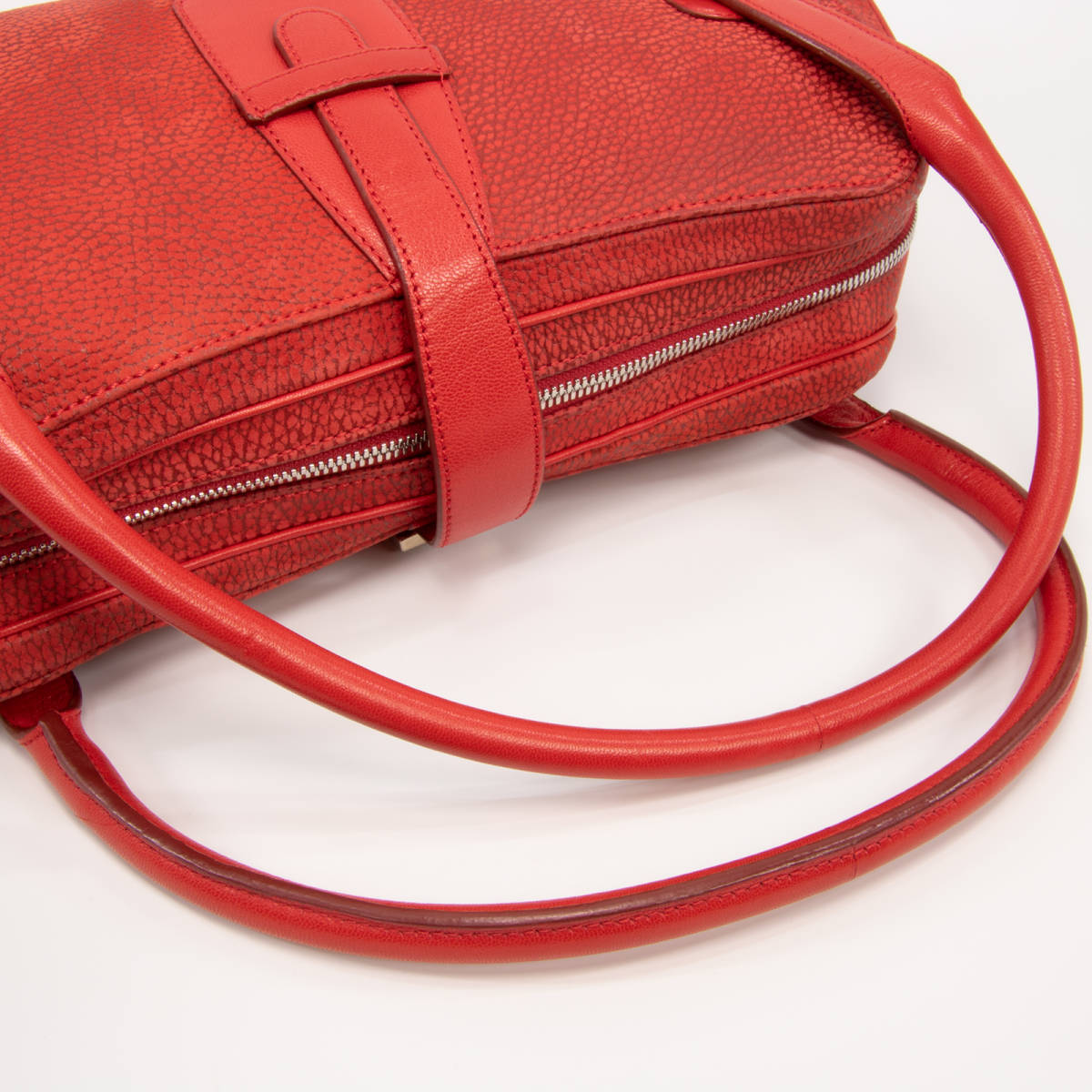 【全額返金保証・送料無料・極美品】ロエベ・ハンドバッグ(センダ・人気・綺麗・ヌバック・レア・珍しい・赤・レッド・鞄・バック・E284)