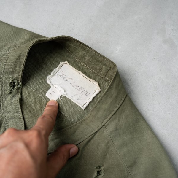 GREG LAUREN グレッグローレン ARMY TENT STUDIO SHIRT アーミー テント スタジオ シャツ Size2 バンドカラー ノーカラー_画像4