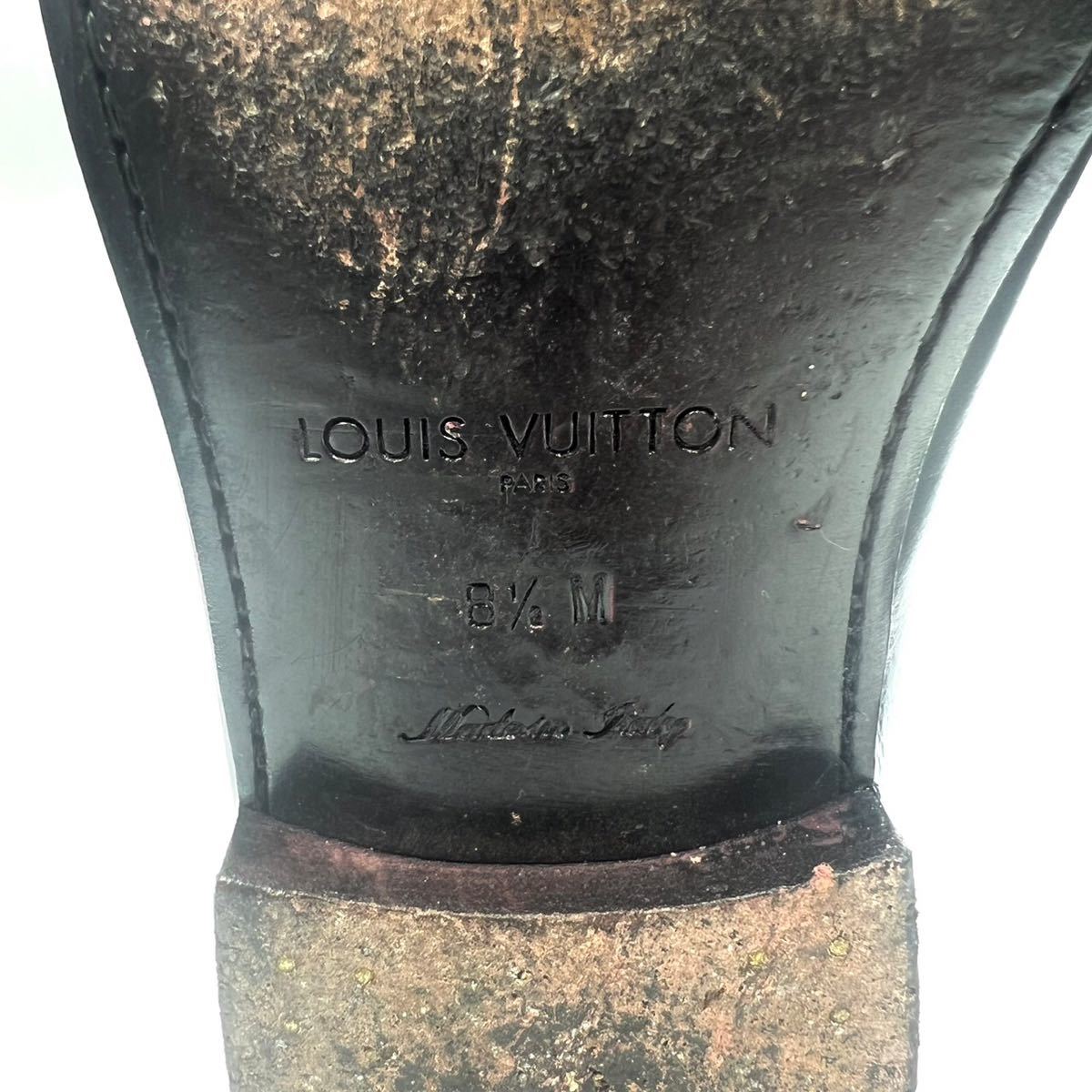 LOUIS VUITTON ルイヴィトン　ローファー　ダミエ　レザー　8 1/2 27.5cm メンズ　靴　シューズ　ブラック　黒