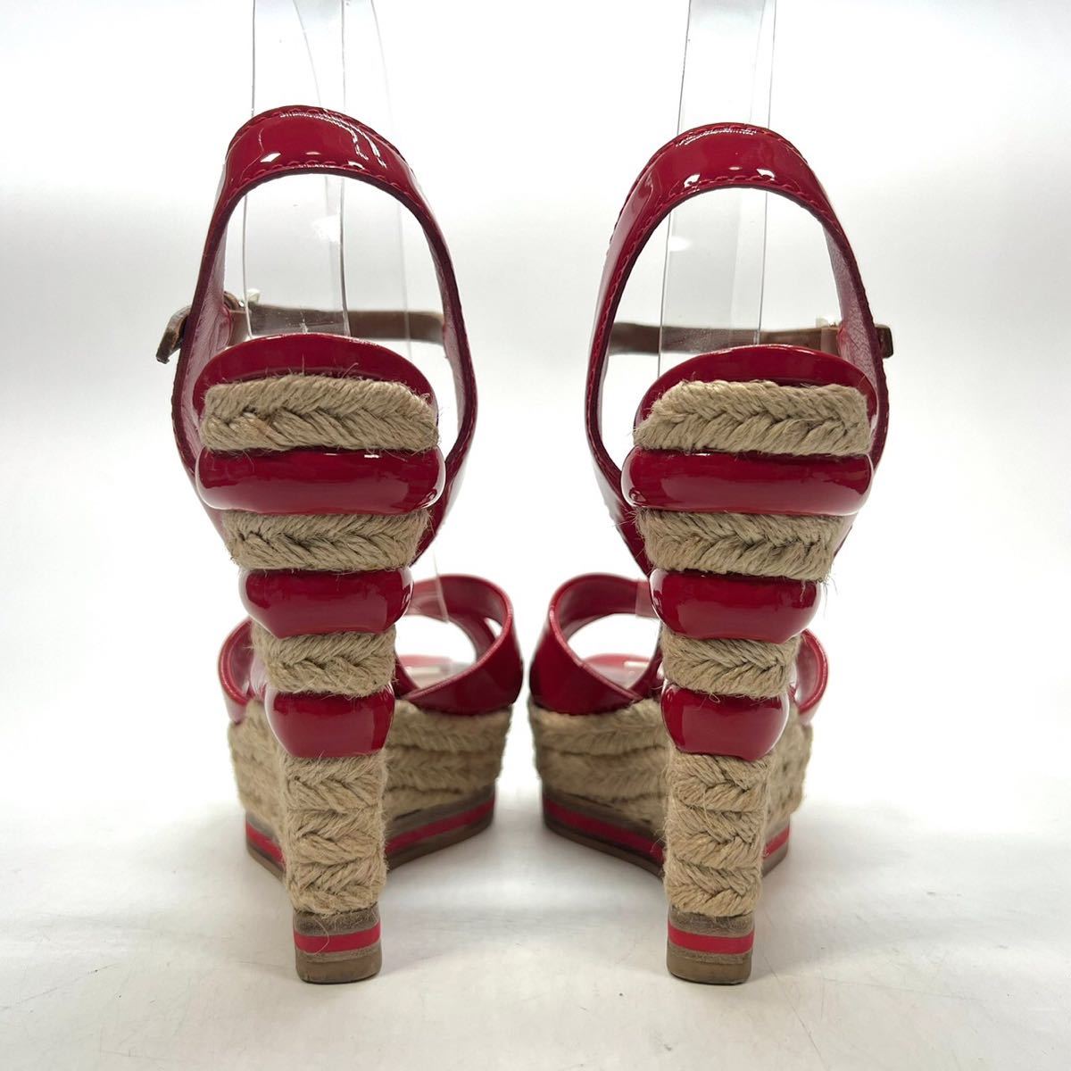 Christian Dior クリスチャンディオール　サンダル　ウェッジソール　35 1/2 22.5cm レディース　靴　シューズ　レッド