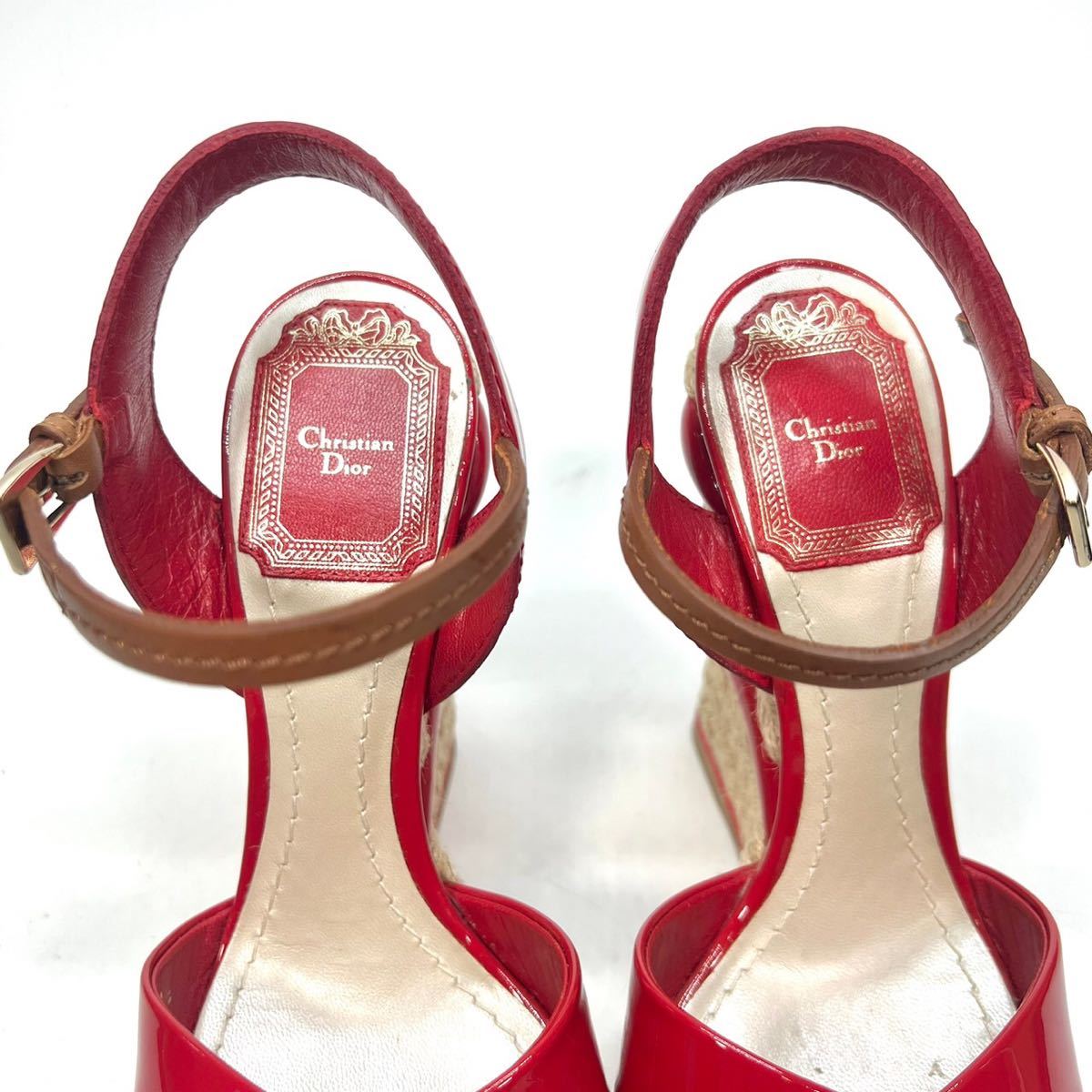 Christian Dior クリスチャンディオール　サンダル　ウェッジソール　35 1/2 22.5cm レディース　靴　シューズ　レッド_画像6