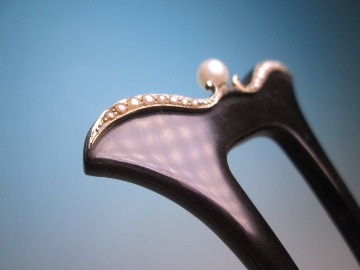 最も完璧な 【江月】アンティーク・本鼈甲 木箱付 本真珠飾りの