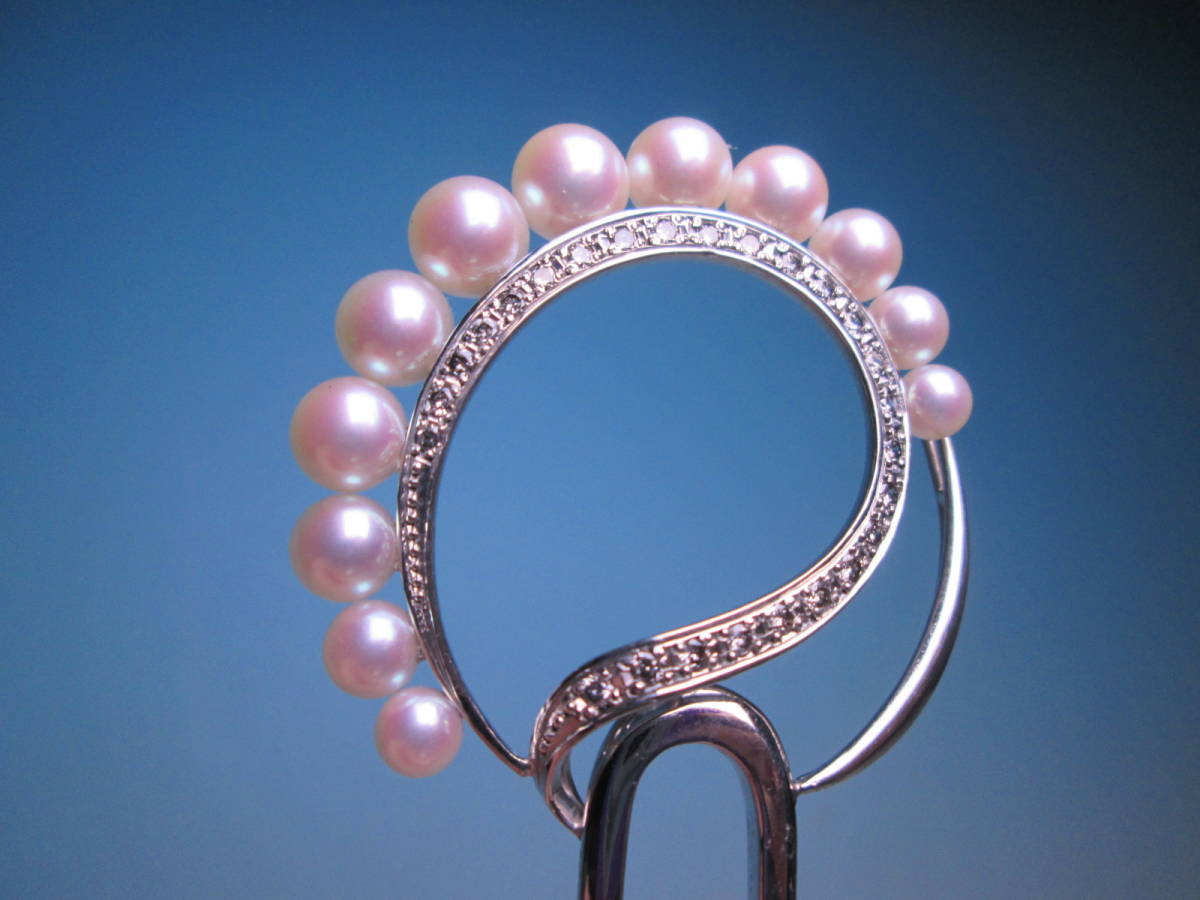 【江月】PT900/K14WG ダイヤ 0.92CT 本真珠飾りのかんざし 17,62g