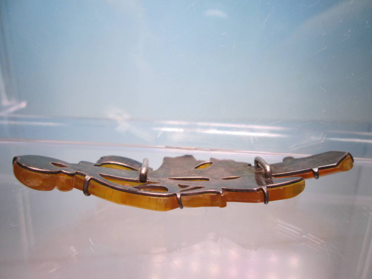 【江月】アンティーク・本鼈甲 大振りな7,5cm 本真珠飾りチューリップの帯留め 11,55g_画像8