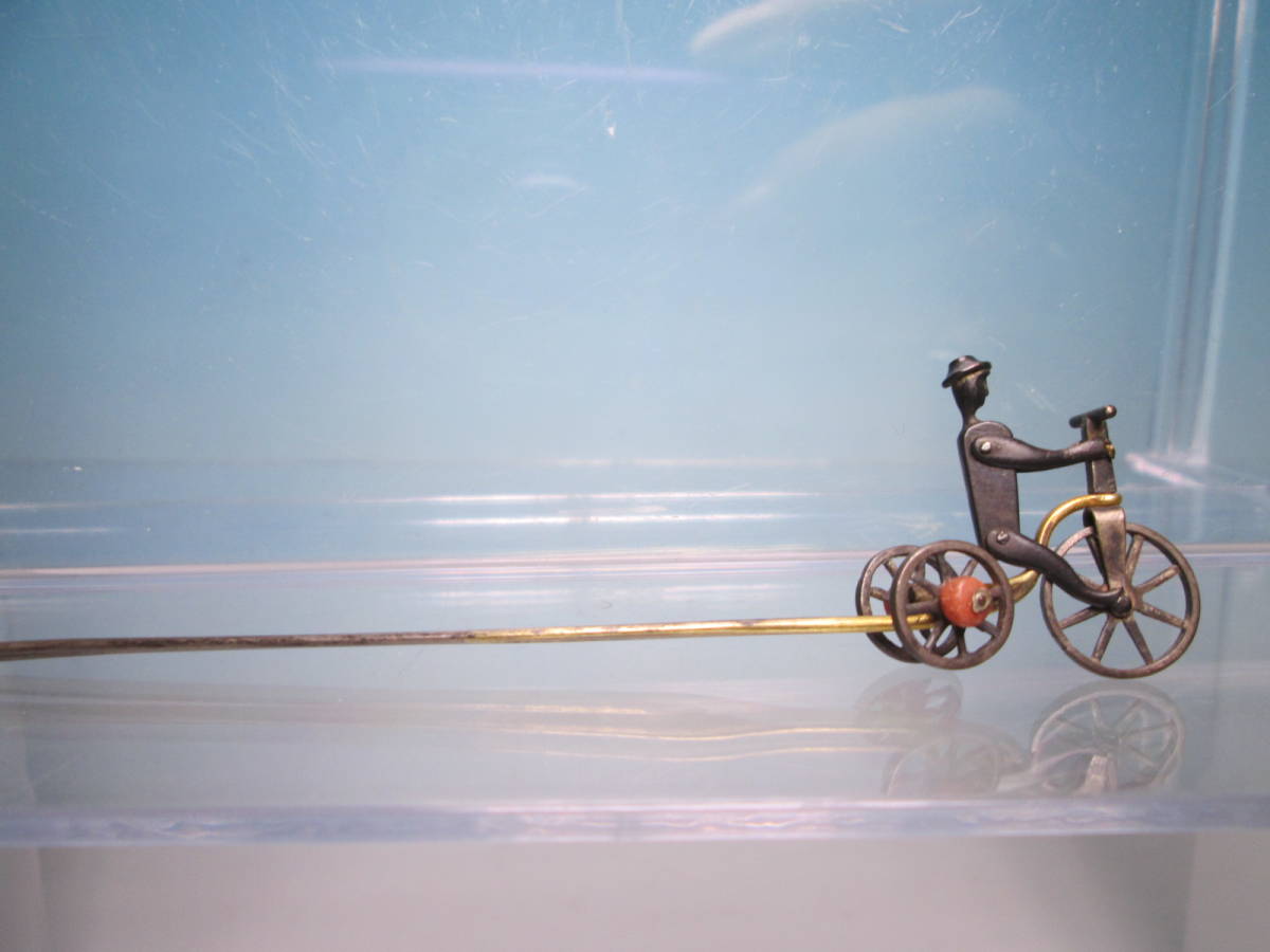 江月】アンティーク・文明開化 三輪自転車 本珊瑚飾り 可動式の