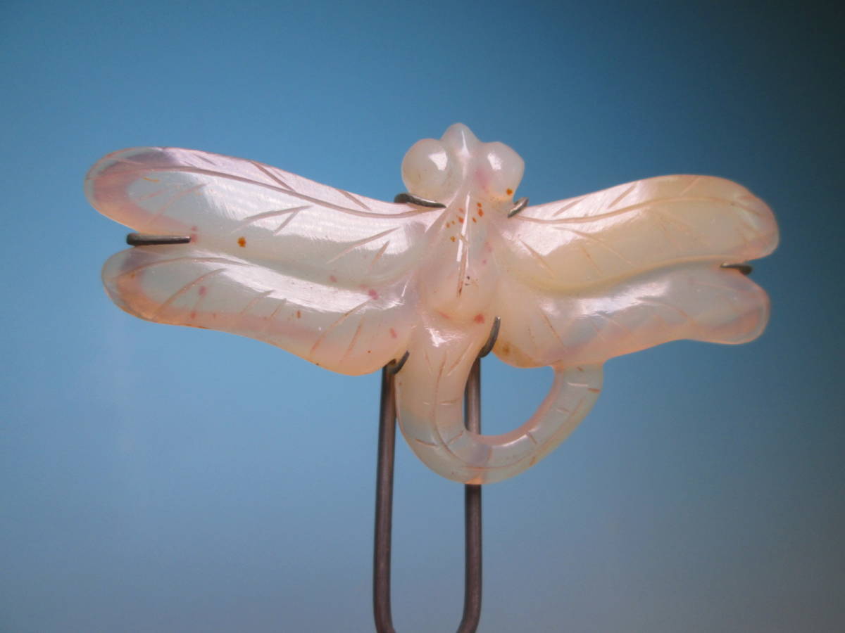 【江月】アンティーク・本瑪瑙の可愛い蜻蛉のかんざし 10,25g とんぼ