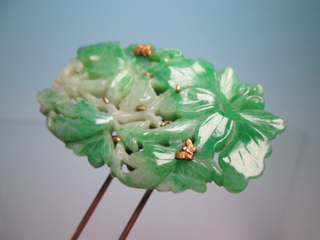 [. month ] antique *K1 2 ps .. butterfly. gold decoration 100 .. flower ... sculpture. ornamental hairpin 14,68g