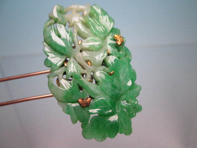 [. month ] antique *K1 2 ps .. butterfly. gold decoration 100 .. flower ... sculpture. ornamental hairpin 14,68g