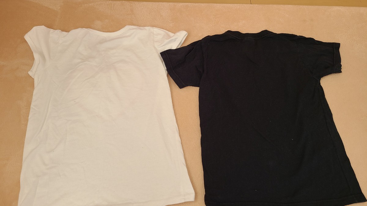  short sleeves T-shirt T-shirt 2 pieces set ( white * black ) 130cm
