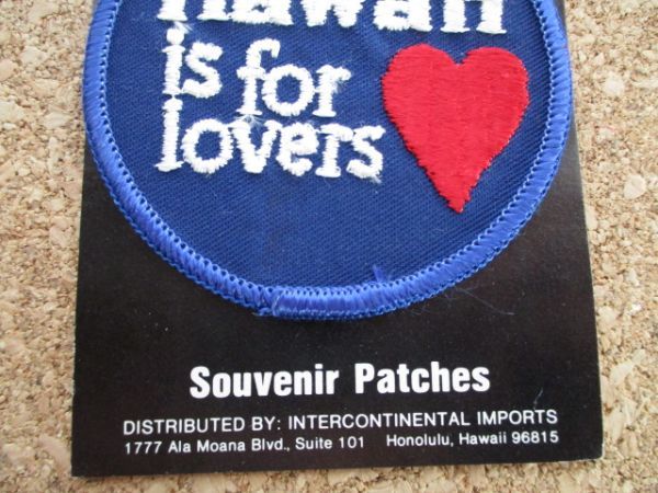 80s ハワイ HAWAII is for lovers ラブ ビンテージ ワッペン/サーフィンPATCH観光ICIお土産HONOLULUスーベニア旅アメリカUSAパッチSURF D10_画像2