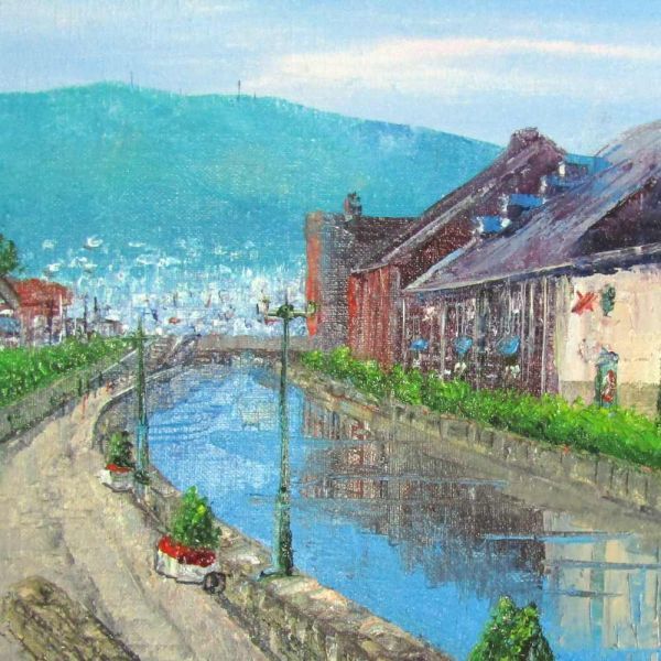 送料無料・新品】小林幸三『小樽運河(F4号)・シルバー』油彩画絵画