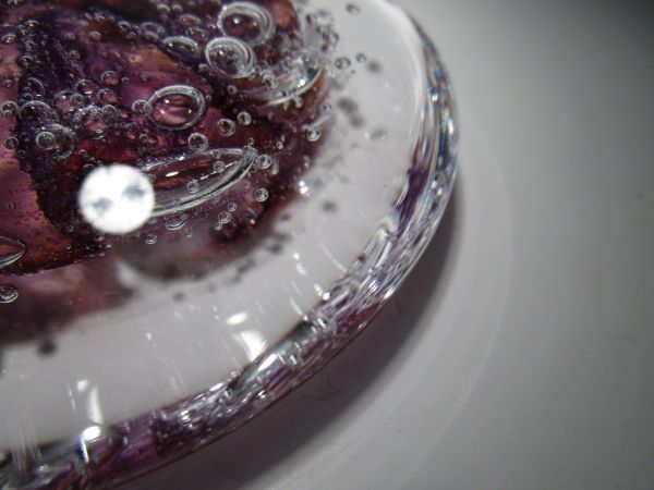 現代アメリカガラス 作家物 John Macdonald作 jellyfish フリスビー型 ペーパーウエイト 11.5cm径 オーガニックデザイン