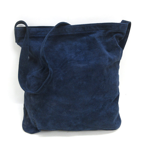 y# beautiful goods # Agnes B /agn?s b pig leather pig leather shoulder bag /BAG# navy blue LADIES/61[ used ]