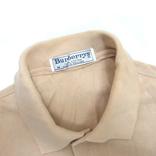 k■90s■オールド バーバリー/BURBERRYS 鹿の子地 半袖ポロシャツ/英国製【M】ベージュ/MENS■141【中古】_画像2