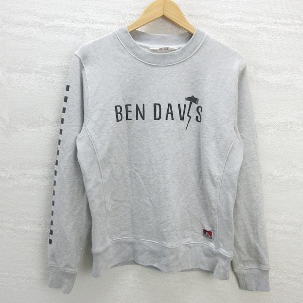 s■ベンデイビス/BEN DAVIS ボックスシルエット プリントトレーナー【M】灰/MENS/197【中古】_画像1