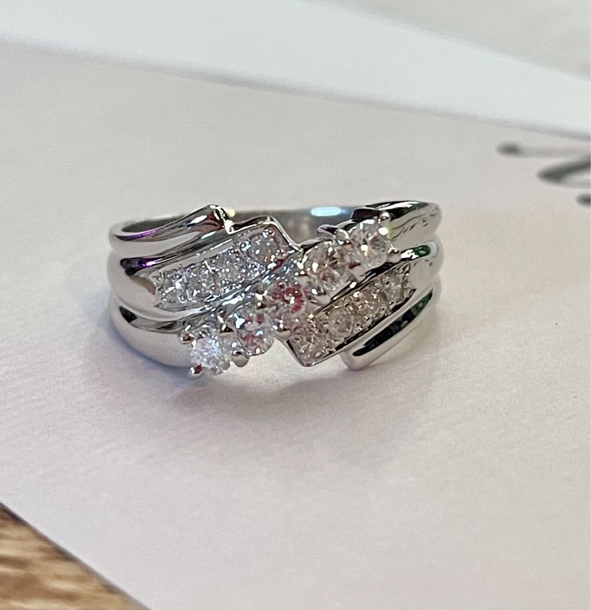 お値下げ◇ジュエリーマキ◇Pt850*4.17g*12号*プラチナダイヤモンド
