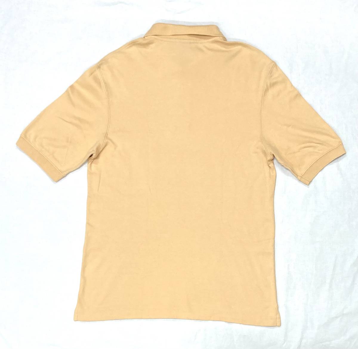 90s LANDS’END ランズエンド コットン ポロシャツ 黄色 S Tシャツ地 サイドスリット_画像2