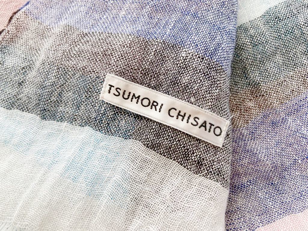 TSUMORI CHISATO большой размер linen палантин вышивка Tsumori Chisato окантовка 
