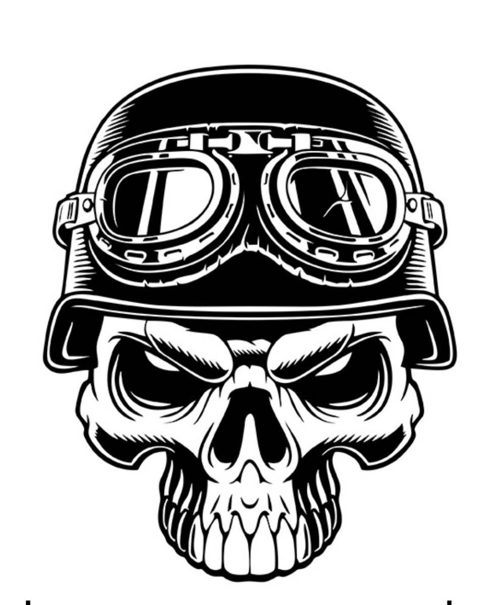 ドクロシリーズZ　髑髏　スカル　頭蓋骨　ヘルメット　バイク　アメリカン　自動車　ボディ貼付　ステッカー1枚Q_画像1