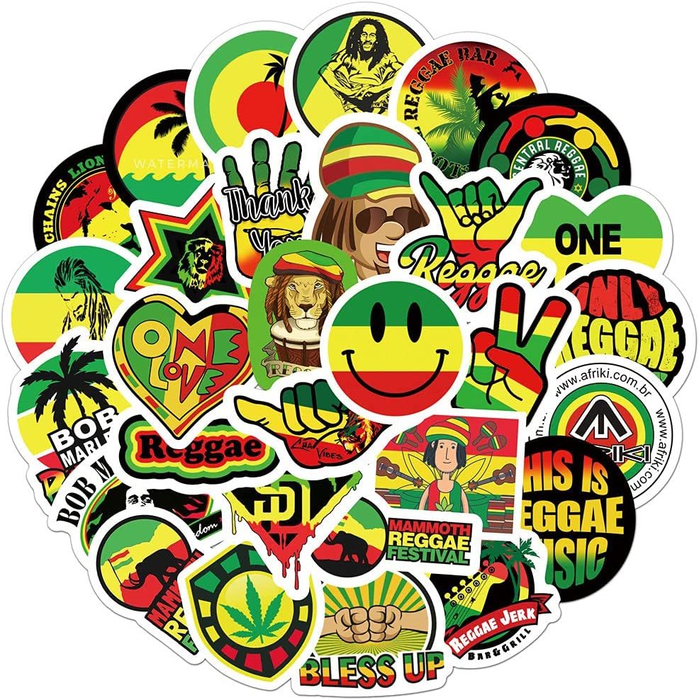 ラスタ ラスタカラー Rastafarian color エチオピア ジャマイカ 陽気 赤 黄 緑 カラフル シール ステッカー50枚HQの画像4
