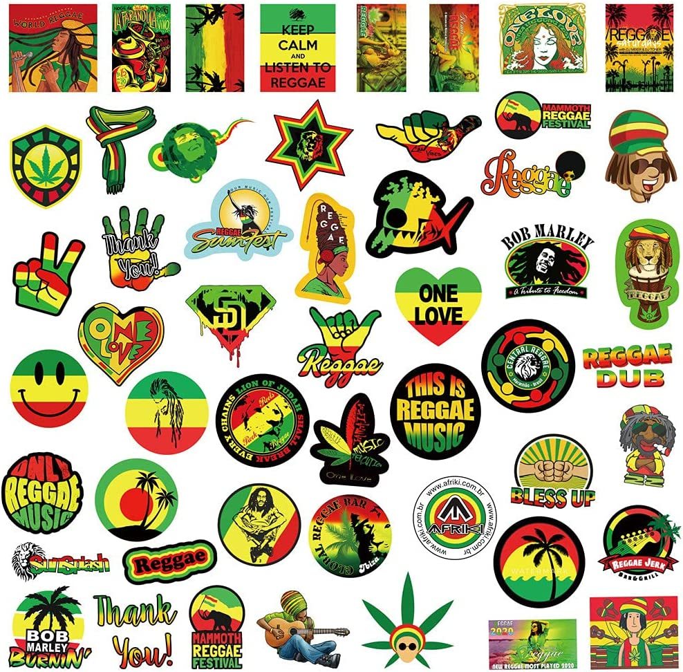 ラスタ ラスタカラー Rastafarian color エチオピア ジャマイカ 陽気 赤 黄 緑 カラフル シール ステッカー50枚HQの画像2