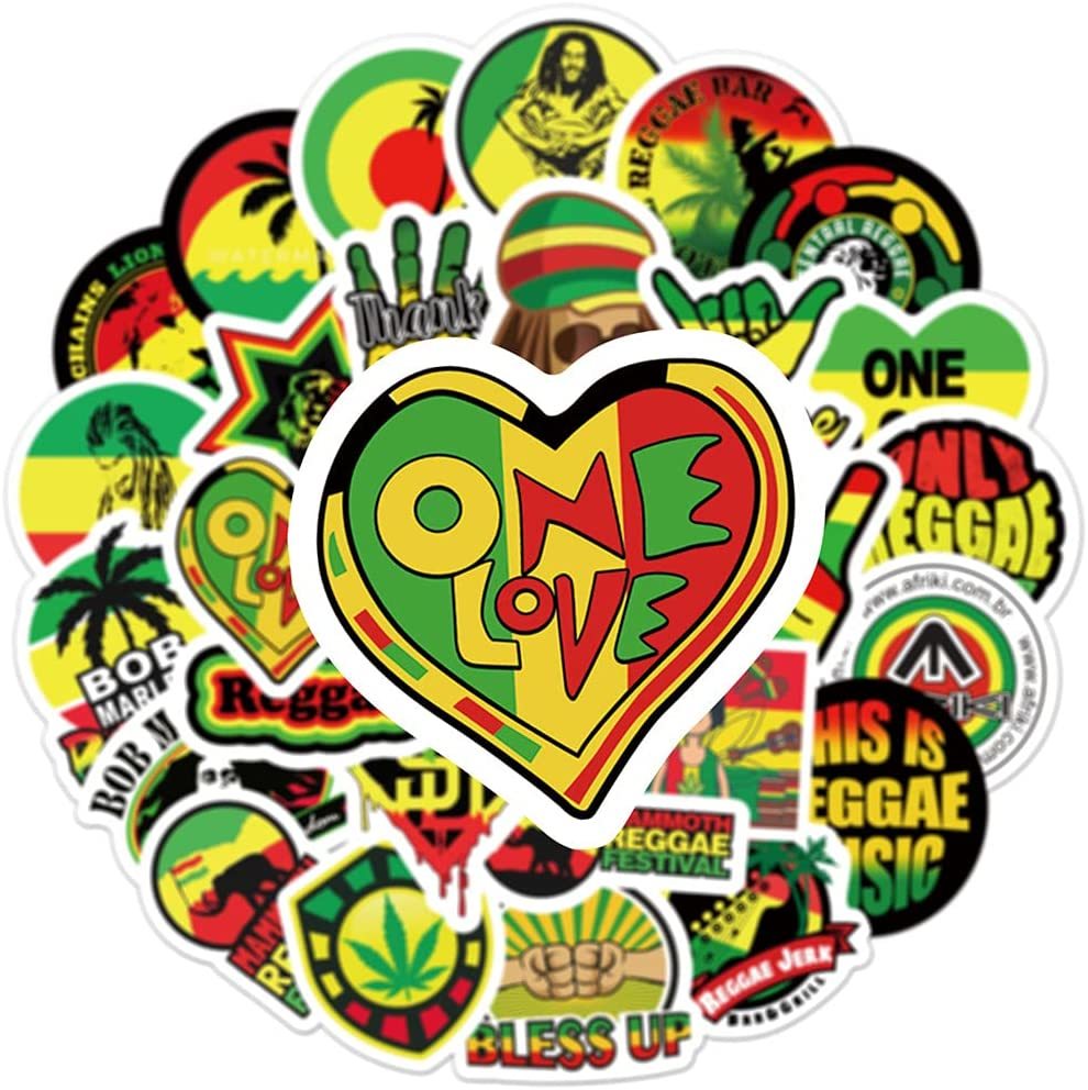 ラスタ ラスタカラー Rastafarian color エチオピア ジャマイカ 陽気 赤 黄 緑 カラフル シール ステッカー50枚HQの画像3