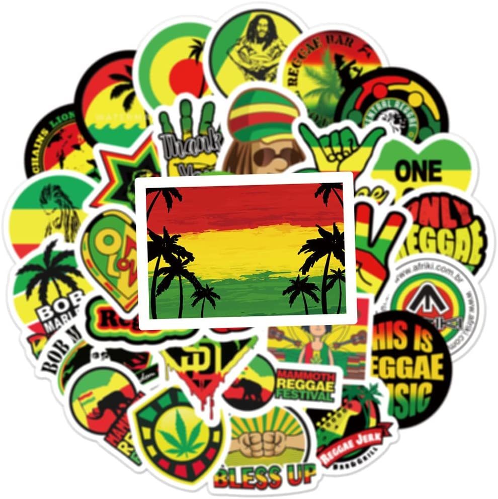 ラスタ ラスタカラー Rastafarian color エチオピア ジャマイカ 陽気 赤 黄 緑 カラフル シール ステッカー50枚HQの画像9