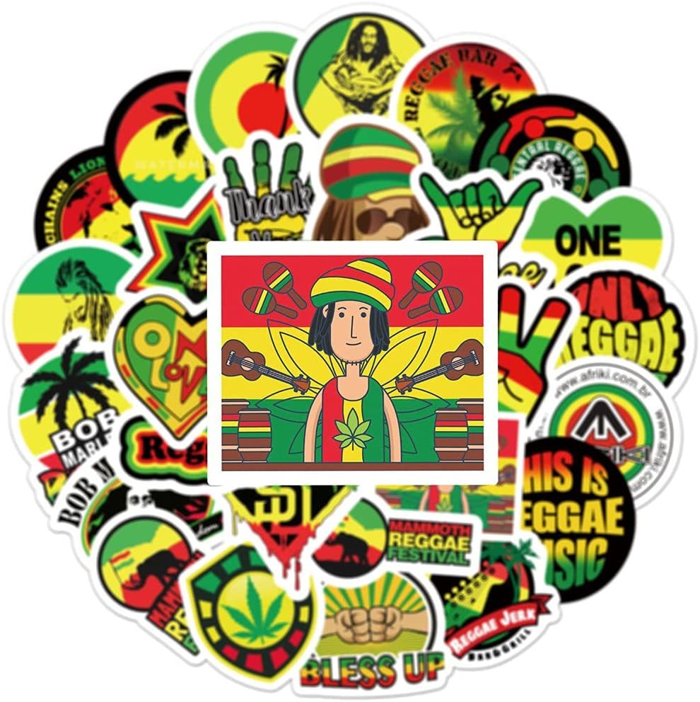 ラスタ ラスタカラー Rastafarian color エチオピア ジャマイカ 陽気 赤 黄 緑 カラフル シール ステッカー50枚HQの画像5