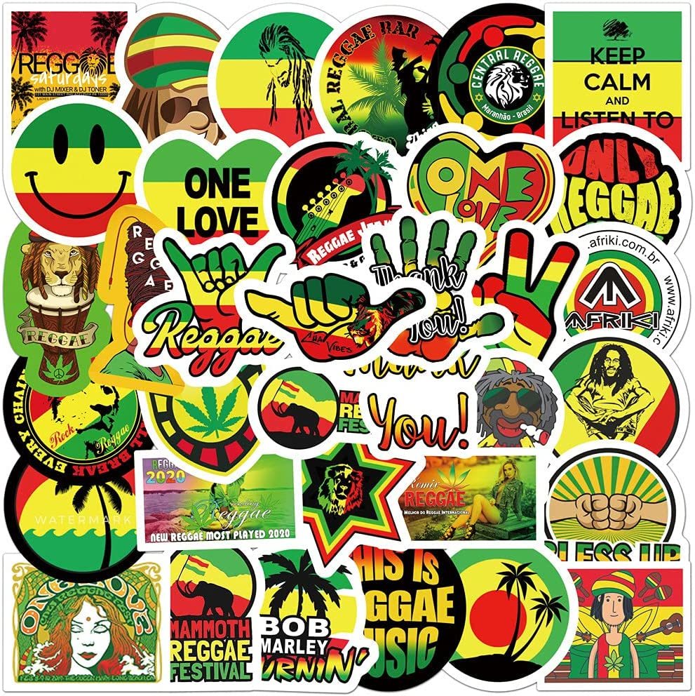ラスタ ラスタカラー Rastafarian color エチオピア ジャマイカ 陽気 赤 黄 緑 カラフル シール ステッカー50枚HQの画像1