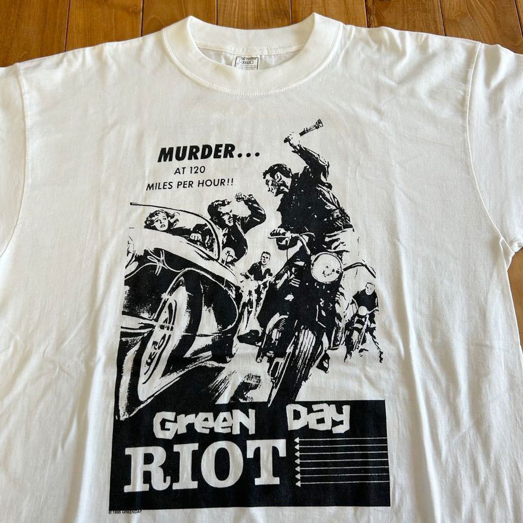 希少　オリジナル　ビンテージ　GREEN DAY グリーンデイ　Tシャツ　RIOT 1995 ユーロ　Lサイズ_画像3